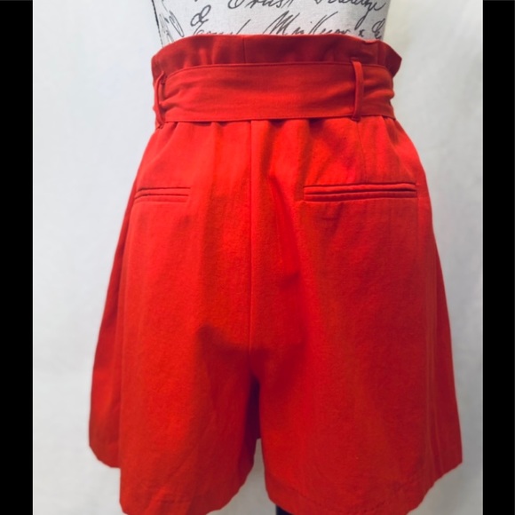 Entro Red Paper Bag Style Shorts Removable Tie Belt Faux Back Pockets NWT - Picture 6 of 11